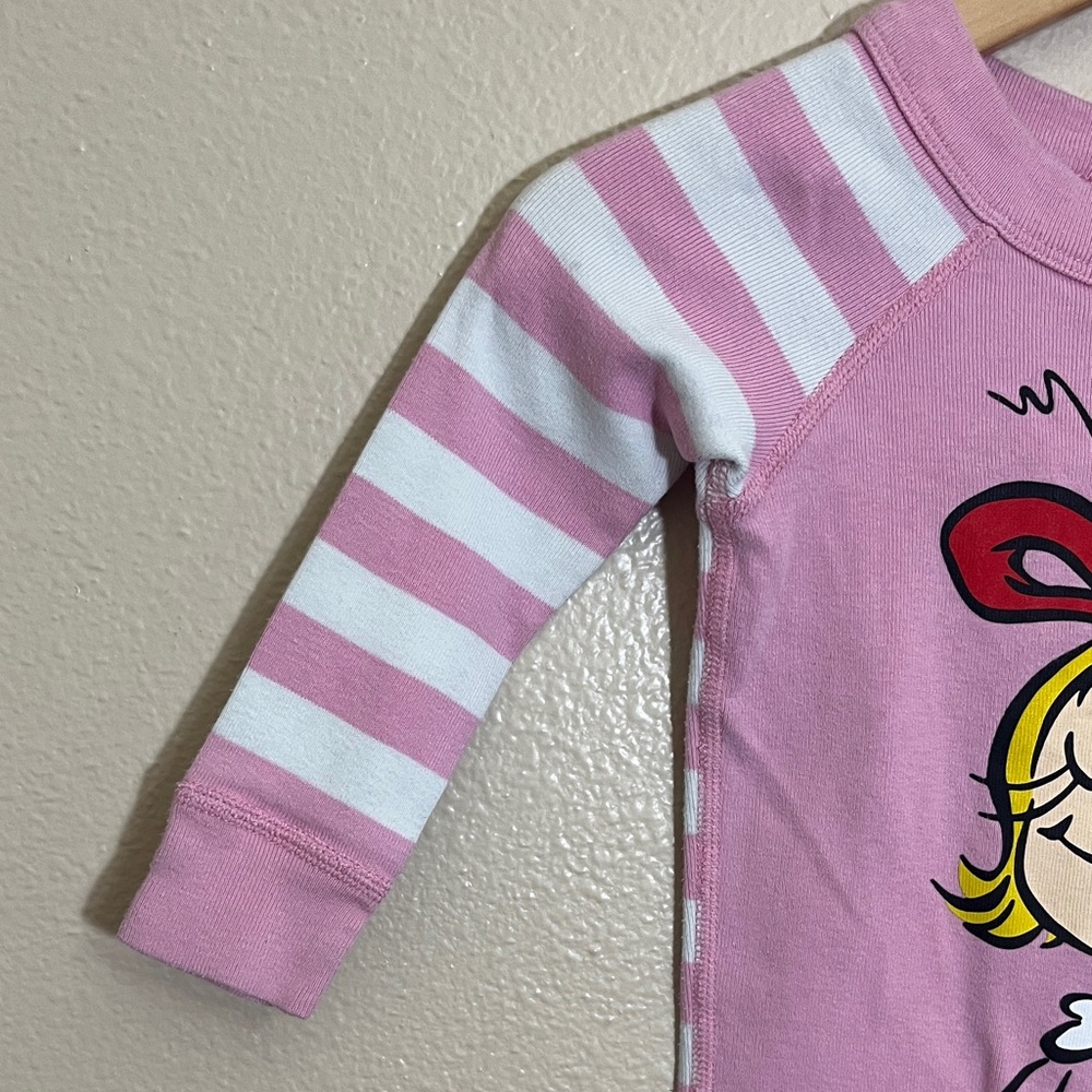 Hanna Andersson Pink Striped The Grinch Cindy Lou Who Organic Cotton Pajamas - Picture 3 of 13